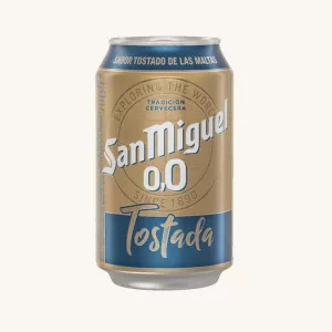 San Miguel 0.0 Toasted beer (Cerveza Tostada), non-alcoholic, from Malaga, can 33cl