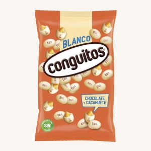 Blanco Conguitos, white chocolate-covered peanuts (cacahuetes recubiertos de chocolate blanco), extra large bag 1kg